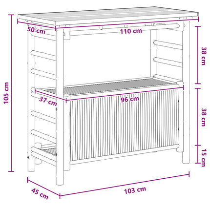 Outdoor Bar Table Natural 43.31 x 19.69 x 41.34 in Bamboo