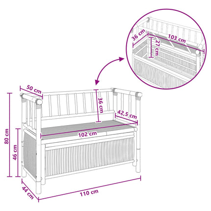 Garden Storage Bench 110 x 47 x 80 cm Bamboo Natural