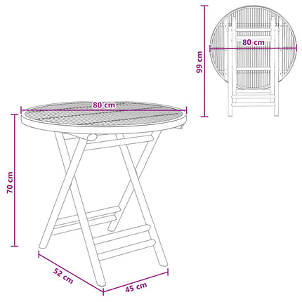 Garden Table Natural 31.50 x 27.56 in Bamboo
