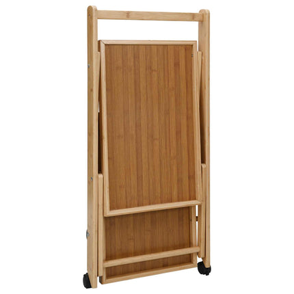 Kitchen Trolley with Wheels Folding Manual Light Brown Bamboo