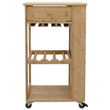 Kitchen Trolley with Wheels Natural 18.70 x 14.17 x 32.68 in