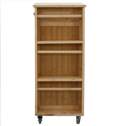Kitchen Trolley with Wheels Natural 18.70 x 14.17 x 32.68 in