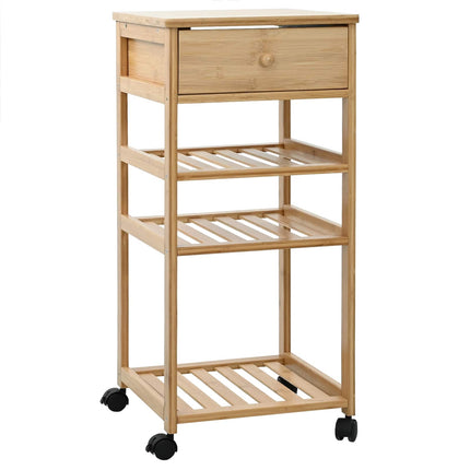 Kitchen Trolley with Wheels Natural 14.57 x 14.17 x 31.50 in