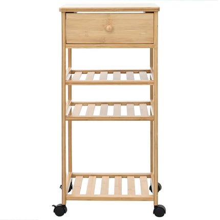 Kitchen Trolley with Wheels Natural 14.57 x 14.17 x 31.50 in