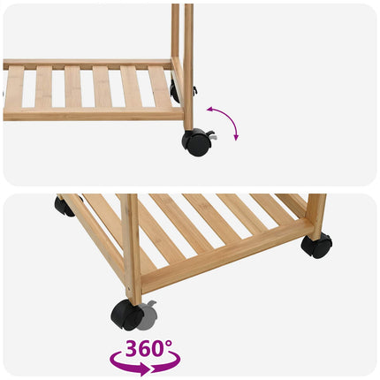 Kitchen Trolley with Wheels Natural 14.57 x 14.17 x 31.50 in