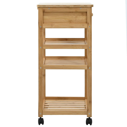 Kitchen Trolley with Wheels Natural 14.57 x 14.17 x 31.50 in