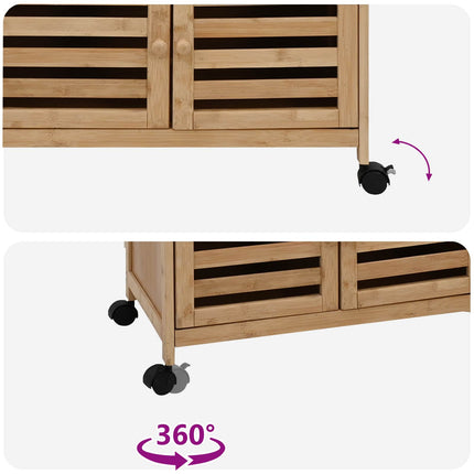 Kitchen Trolley with Wheels Natural 23.43 x 14.17 x 32.28 in
