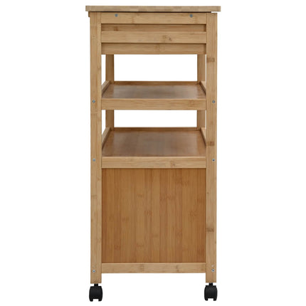 Kitchen Trolley with Wheels Natural 23.43 x 14.17 x 32.28 in