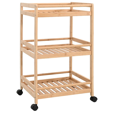 Kitchen Trolley with Wheels Natural 18.11 x 14.96 x 29.92 in