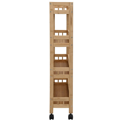 Kitchen Trolley with Wheels Natural 23.62 x 7.09 x 38.19 in