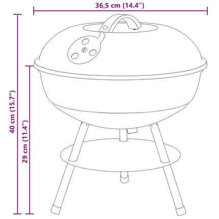 Charcoal Grill Black 14.37 x 14.37 x 15.75 in