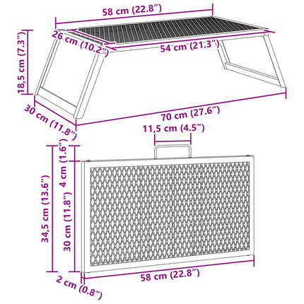 Foldable Camping Grill Folding Black 22.83 x 12.20 x 0.79 in
