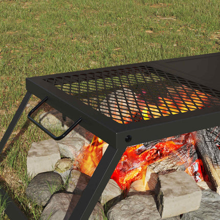 Foldable Camping Grill Folding Black 12.40 x 10.43 x 1.57 in