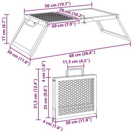 Foldable Camping Grill Folding Black 12.40 x 10.43 x 1.57 in