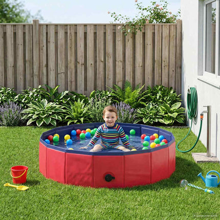 Children Swimming Pool Folding Red Ø 31.50 x 7.87 in