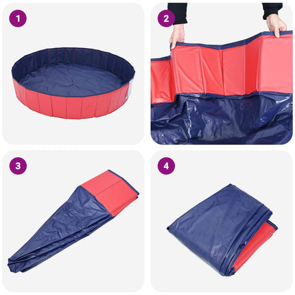 Children Swimming Pool Folding Red Ø 31.50 x 7.87 in
