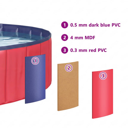 Children Swimming Pool Folding Red Ø 31.50 x 7.87 in