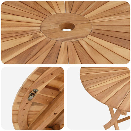 Folding Garden Table Natural Ø 43.31 x 29.53 in Solid Teak Wood