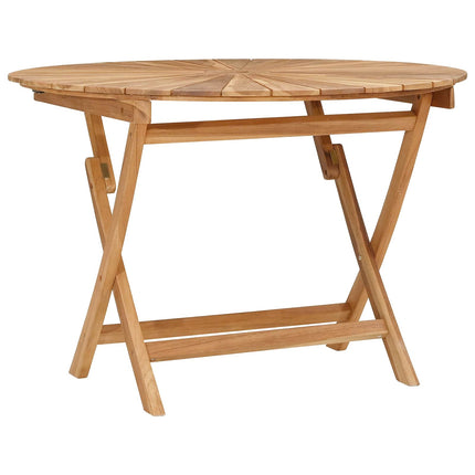 Folding Garden Table Natural Ø 43.31 x 29.53 in Solid Teak Wood