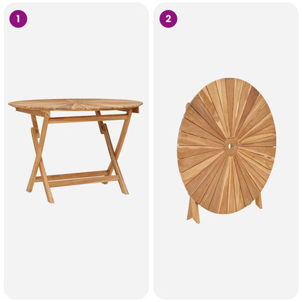 Folding Garden Table Natural Ø 43.31 x 29.53 in Solid Teak Wood