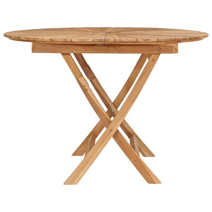 Folding Garden Table Natural Ø 43.31 x 29.53 in Solid Teak Wood