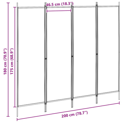 4-Panel Room Divider Beige 78.74 x 70.87 in Fabric