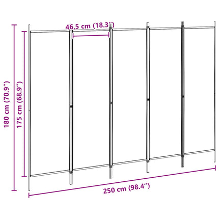 5-Panel Room Divider Beige 98.43 x 70.87 in Fabric