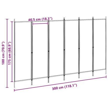 6-Panel Room Divider Beige 118.11 x 70.87 in Fabric