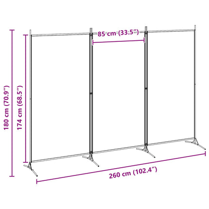 3-Panel Room Divider Beige 102.36 x 70.87 in Fabric