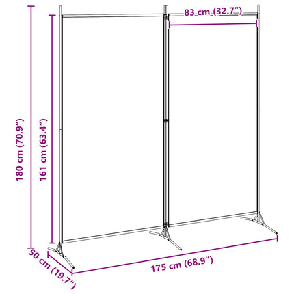 2-Panel Room Divider Beige 68.90 x 70.87 in Fabric
