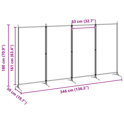4-Panel Room Divider Beige 136.22 x 70.87 in Fabric