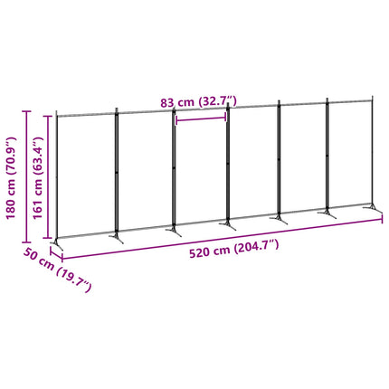 6-Panel Room Divider Beige 204.72 x 70.87 in Fabric