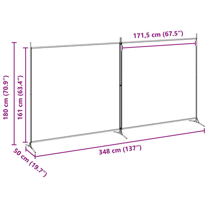 2-Panel Room Divider Beige 137.01 x 70.87 in Fabric