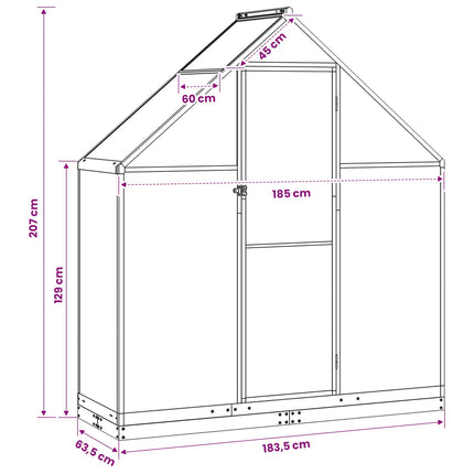 Garden Greenhouse with Door Anthracite 72.24 x 25.00 x 81.50 in