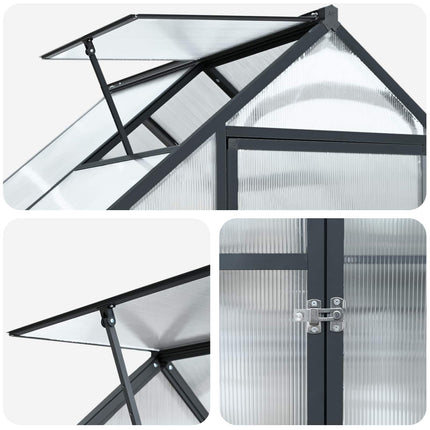Garden Greenhouse with Door Anthracite 72.24 x 48.43 x 81.50 in