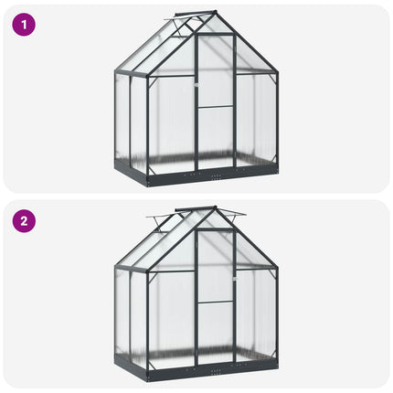 Garden Greenhouse with Door Anthracite 72.24 x 48.43 x 81.50 in