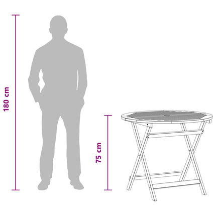 Folding Garden Table Brown Ø 35.43 x 29.53 in