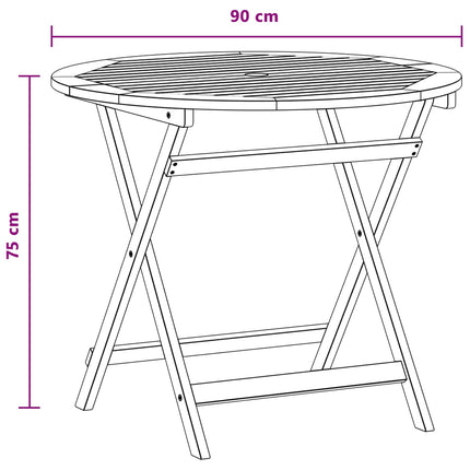 Folding Garden Table Brown Ø 35.43 x 29.53 in