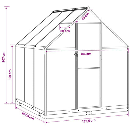 Garden Greenhouse with Door Anthracite 72.24 x 72.24 x 81.50 in