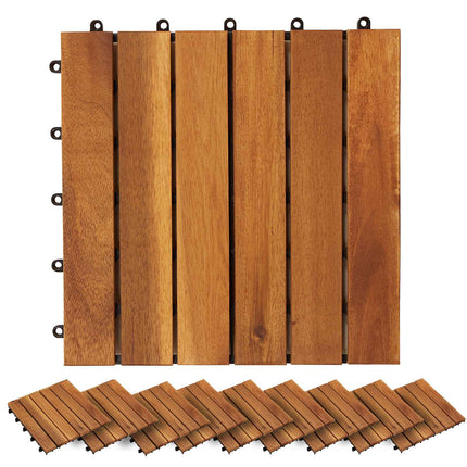 Decking Tile 30 pcs Brown 11.81 x 11.81 in Acacia Hardwood
