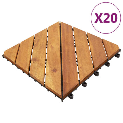 Decking Tile 20 pcs Brown 11.81 x 11.81 in Acacia Hardwood